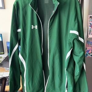 Under Armour Men's Green Windbreaker with White Accents